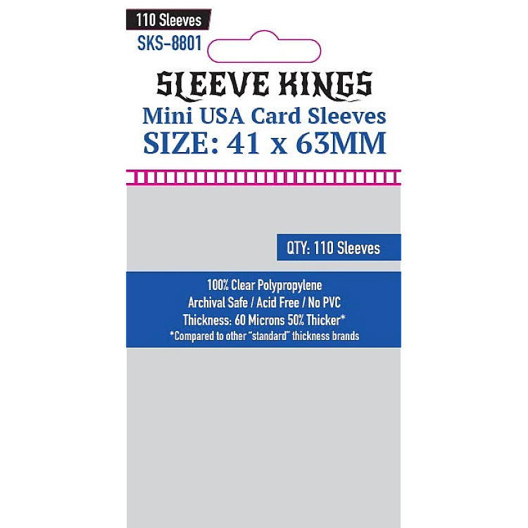 Sleeve Kings 8801 Mini USA Card Sleeves (41x63mm) - 110 Pack image