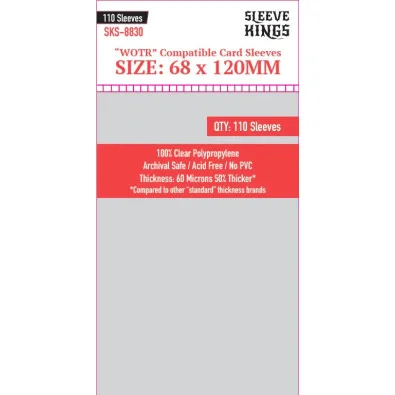 Showing image for Sleeve Kings 8830 WOTR Compatible Sleeves (68x120mm) -110 Pack Sleeve Kings 8830 WOTR Compatible Sleeves (68x120mm) -110 Pack image