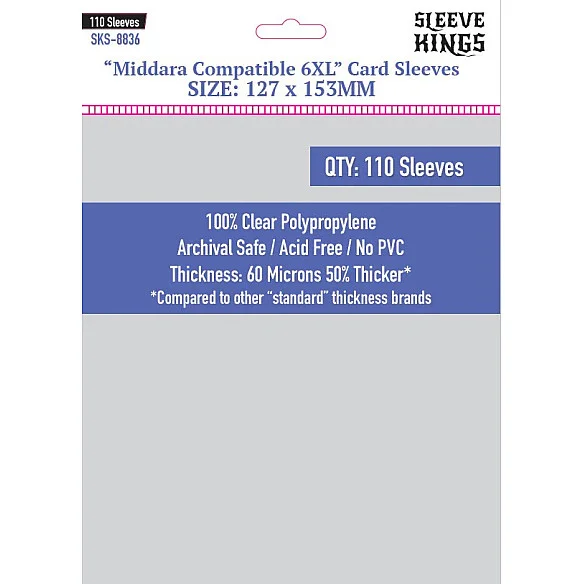 Showing image for Sleeve Kings 8836 Middara Compatible 6XL Card Sleeves (127 x 153) - 110 Pack Sleeve Kings 8836 Middara Compatible 6XL Card Sleeves (127 x 153) - 110 Pack Accessories, Card Sleeves, All Products image