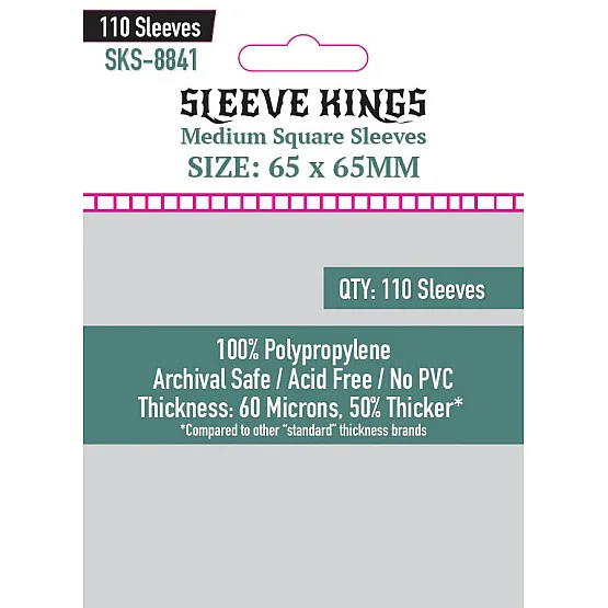 Sleeve Kings 8841Medium Square Sleeves (65 X 65 MM) 110 Pack Accessories, Card Sleeves, All Products image