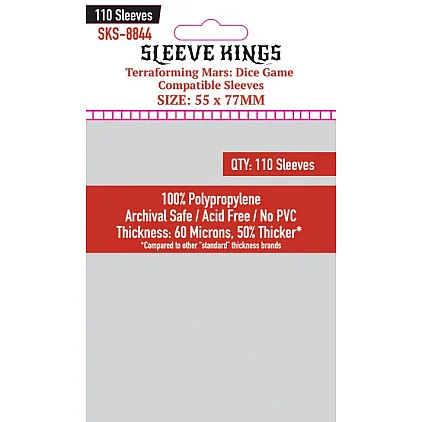 Showing image for Sleeve Kings 8844 Terraforming Mars: Dice Game Compatible Sleeves (55 x 77mm) -110 Pack Sleeve Kings 8844 Terraforming Mars: Dice Game Compatible Sleeves (55 x 77mm) -110 Pack image