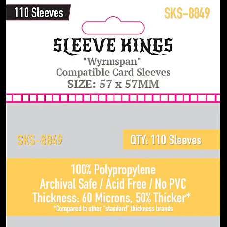 Sleeve Kings 8849 Wyrmspan Compatible Sleeves 57 x 57 MM 110 Pack, 60 Microns